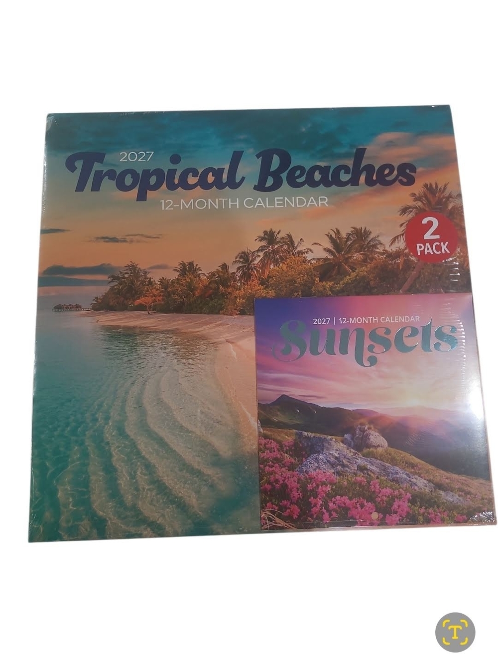 Tropical Beaches Wall Art Calendar - Teal & Green